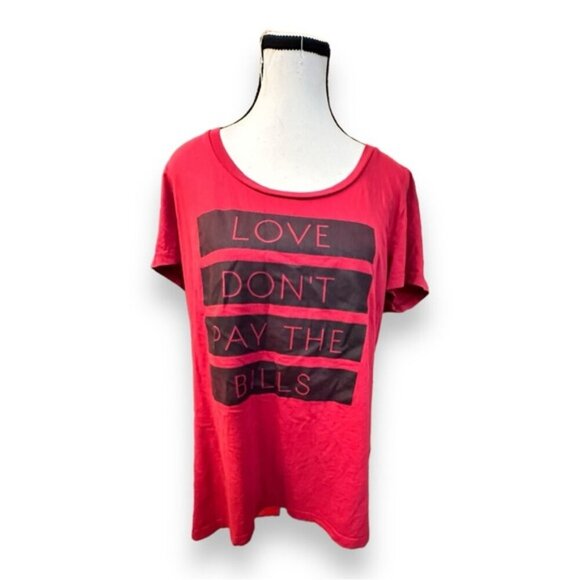 Women’s torrid 1 Love Don’t Pay The Bills Red Graphic Tee 14 16 1X 1XL - Picture 2 of 10